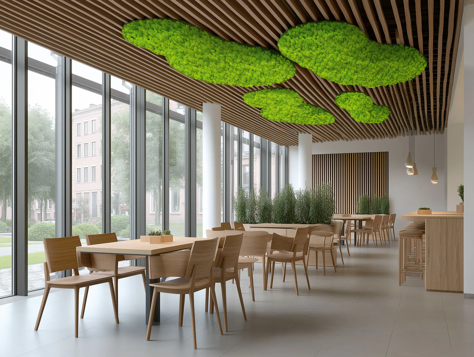 Hanging Garden Moderne Kantine Büro — Deckenbegrünung von MOOSMOOS